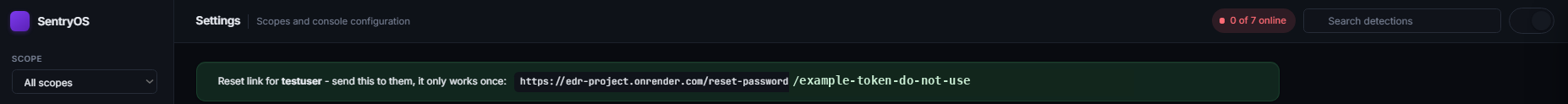 The generated single-use reset link, ready to send to the user directly