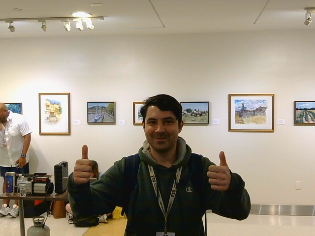 A friend from the club giving two thumbs up to JARVIS