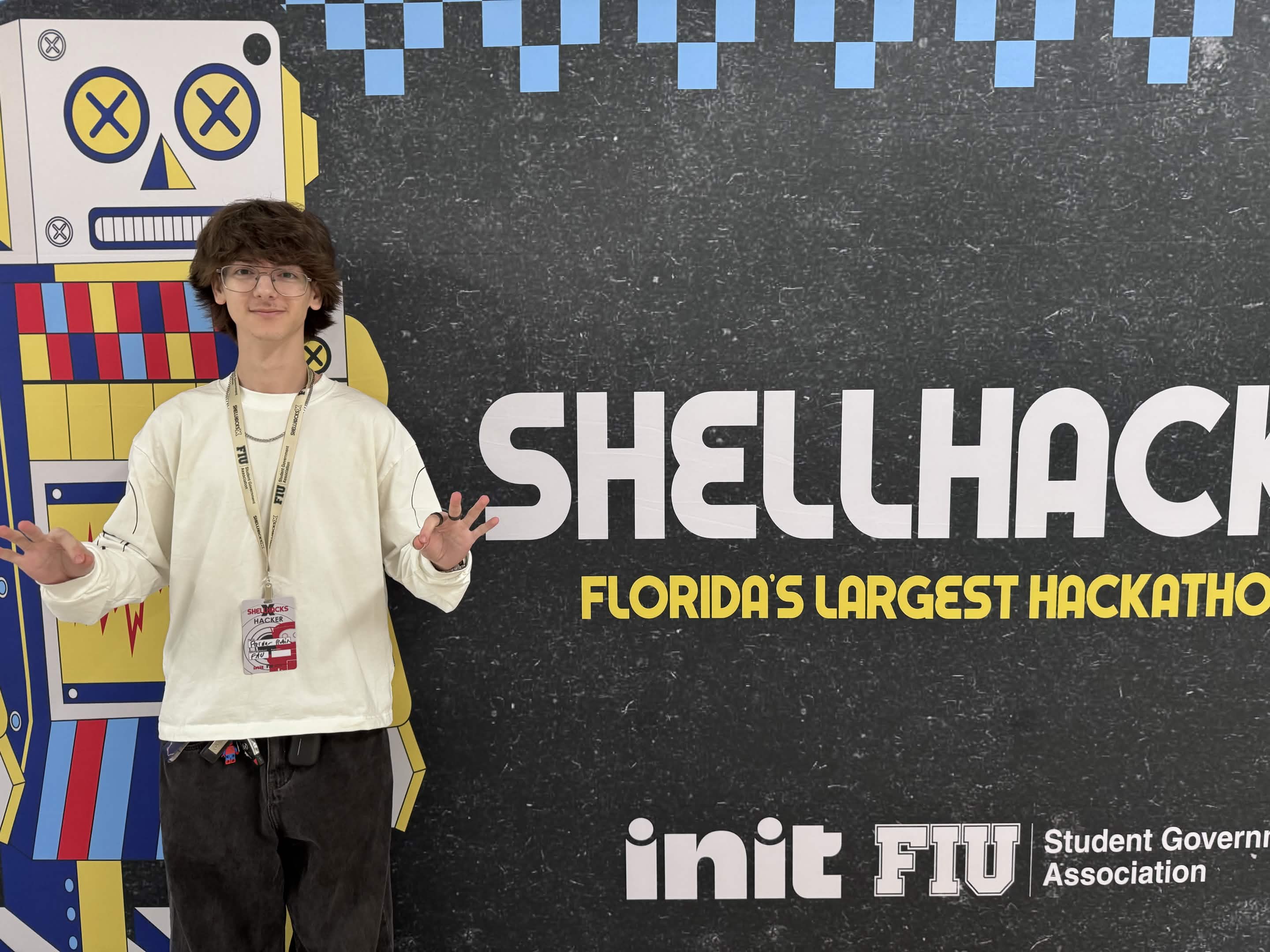 Parker at the ShellHacks wall