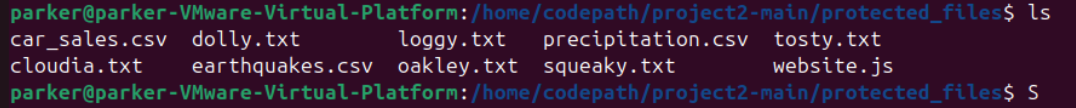 Terminal listing of the 10 protected files being watched